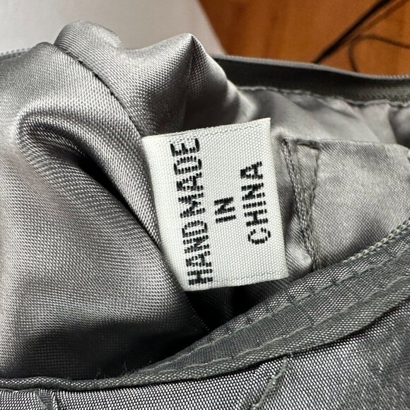 LA REGALE SATIN SHOULDER BAG, GRAY, WITH ZIPPER, HAND MADE IN CHINA - Picture 6 of 10